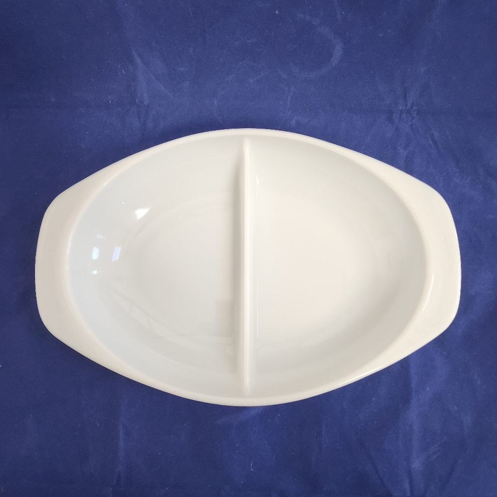 Vintage Pyrex White Milk Glass Divided Serving Dish